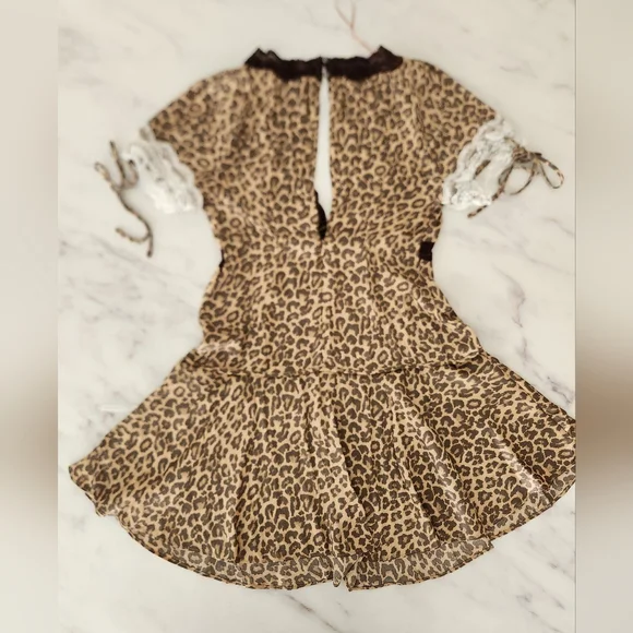 NWT Free People Jos Mini Dress Leopard and lace size small‎ - Picture 13 of 15